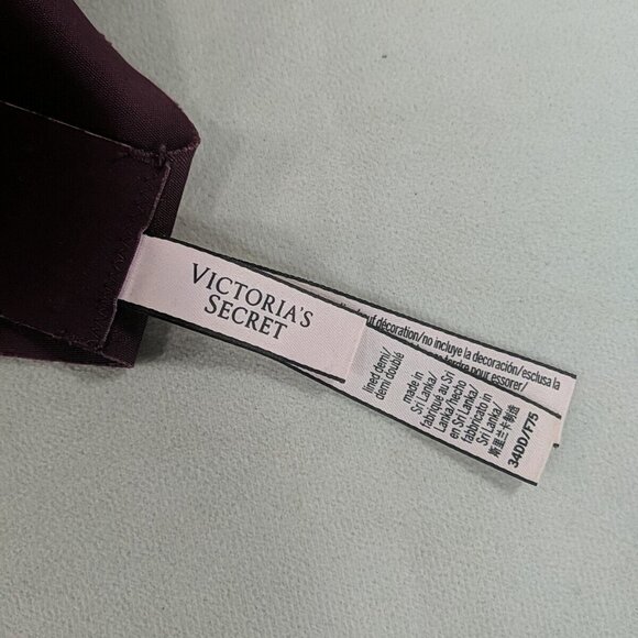 Victoria's Secret 34DD Bra Plum Purple Gold V Underwire Unpadded T-shirt - Picture 5 of 14